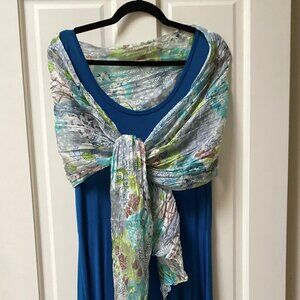 Urban Coco blue maxi dress, size XL with complimentary scarf/shawl